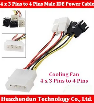 

50pcs Free shiping High Quality HOT Sale Type-D 4pin to 4x3pin speed down power adapter 12v 5v fan power cable