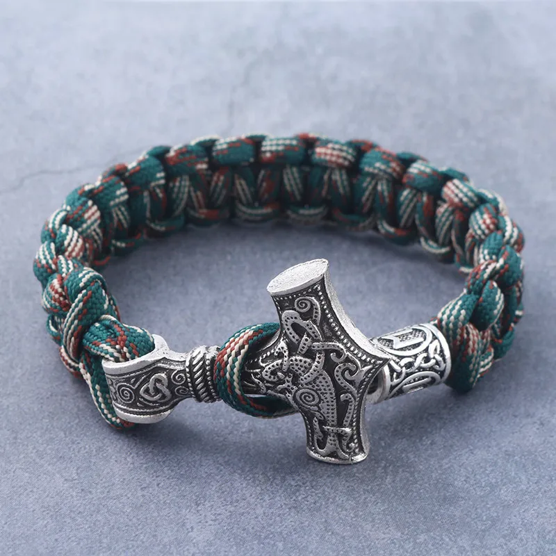 

rongji jewely fashion Viking Ax Wrap Bangles Bracelets amulet thor 2 methods of use Cosplay Jewelry Men Women