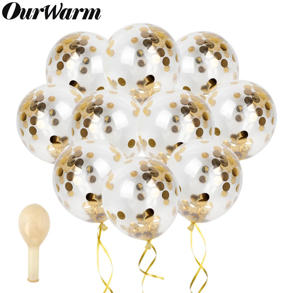 

OurWarm 10pcs/lot Clear Balloons Gold Star Foil Confetti Transparent Balloons Happy Birthday Baby Shower Wedding Party Decor