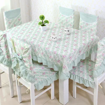 

Stylish simplicity floral table kit Pastoral tablecloth chair cover backrest cushion restaurant kitchen fabric decoration