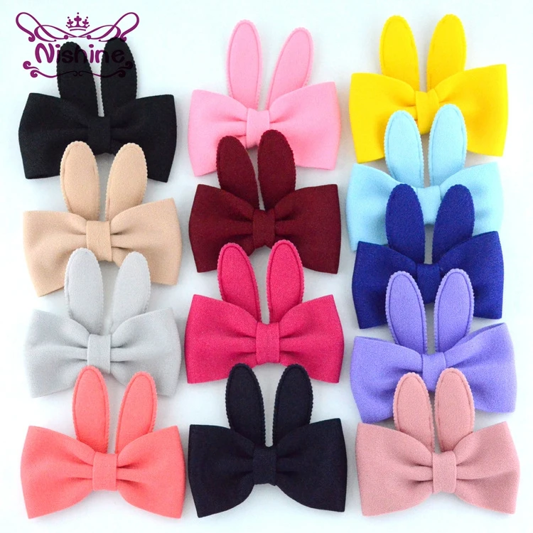 

Nishine New 13 Colors 5pcs/lot Handmade Bow Cute Rabbit Bunny Ears For Diy Headwear Clothing Shoes and Hats Hair Accessories