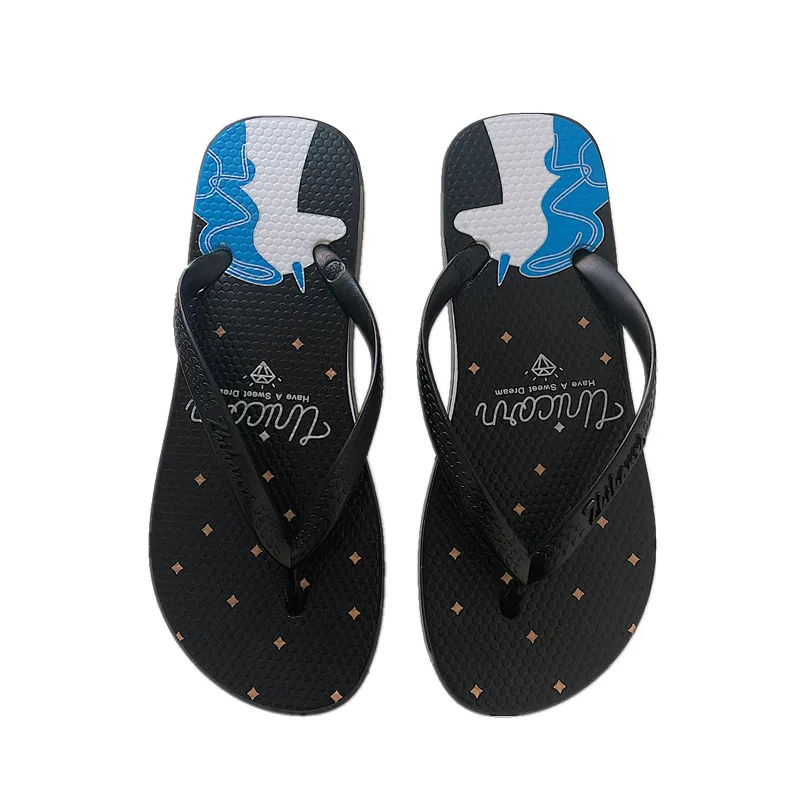 

Summer flip flops female casual cartoon unicorn monster beach flat slippers women