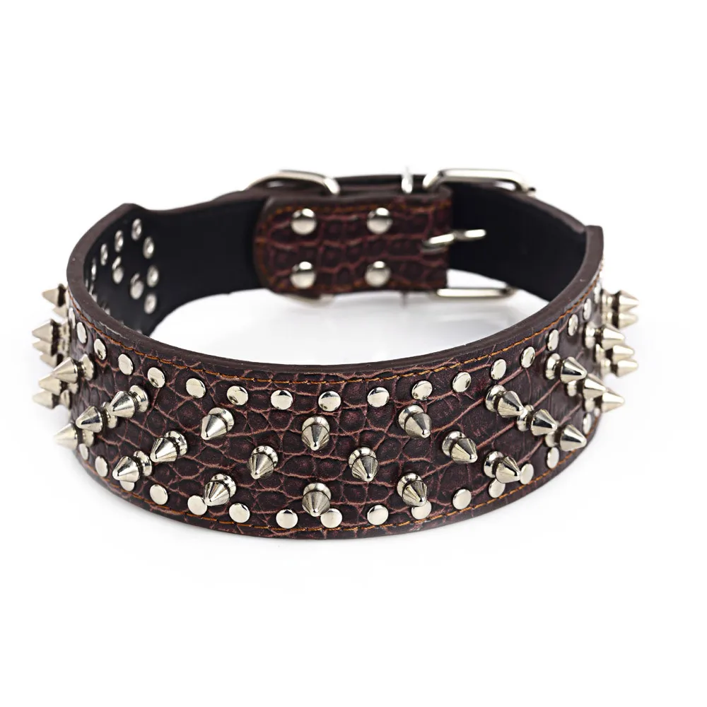 PU Leather spiked dog collar Rivet Adjustable Dog Puppy Led Collars