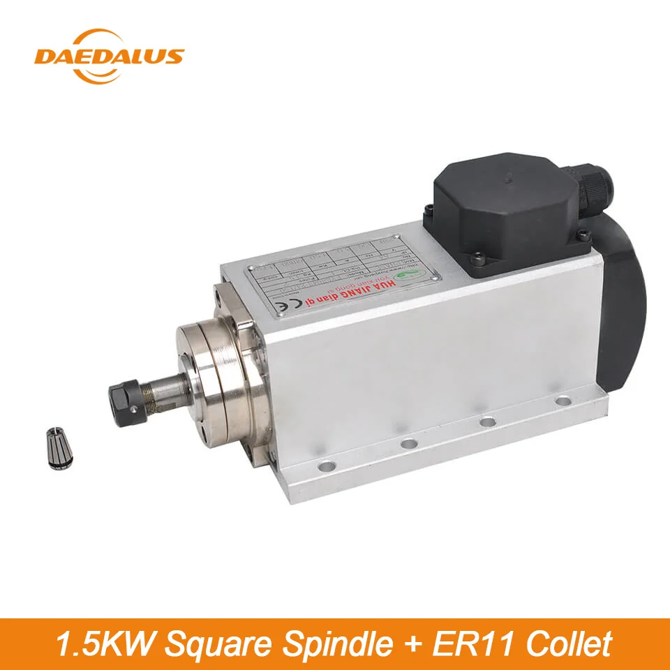 

Daedalus 1.5KW Air Cooled Spindle 220V 110V Square Machine Spindle Motor 24000R / Min With ER11 Collet for CNC Router Machine