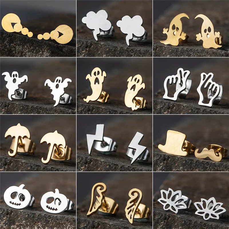 

New Fashion Stud Earrings for Women Girl Romantic Love You Flower Earrings Gold and Silver Earring oorbellen Jewelry Accessories