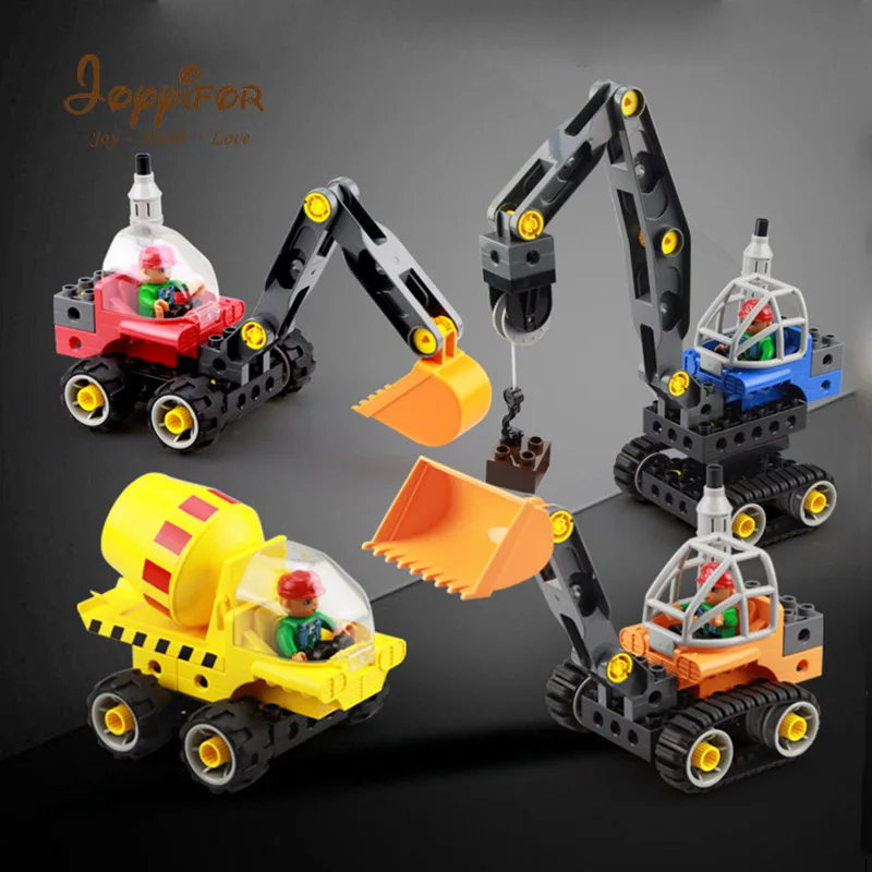 Joyyifor 5 In 1 Building Blocks Figures LegoINGlys Engineering Vehicle Big Model Toys Kits Educational Bricks Toys for Kids Gift