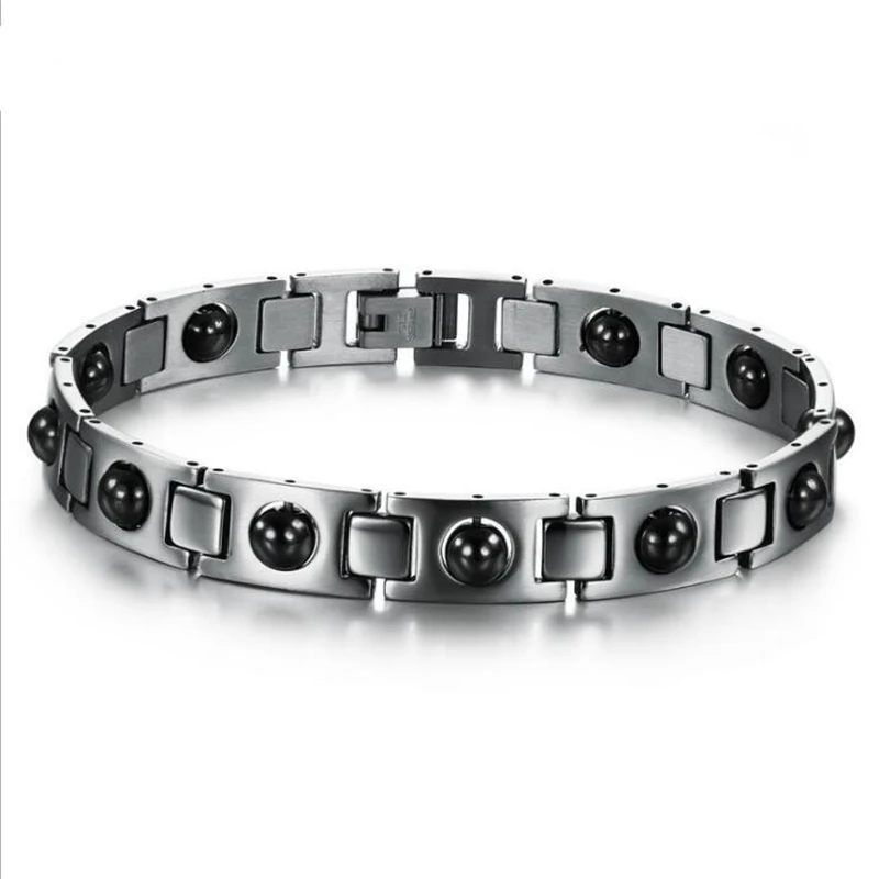 Cool Bracelet Men Hematite Stone Beads Therapy Health Care