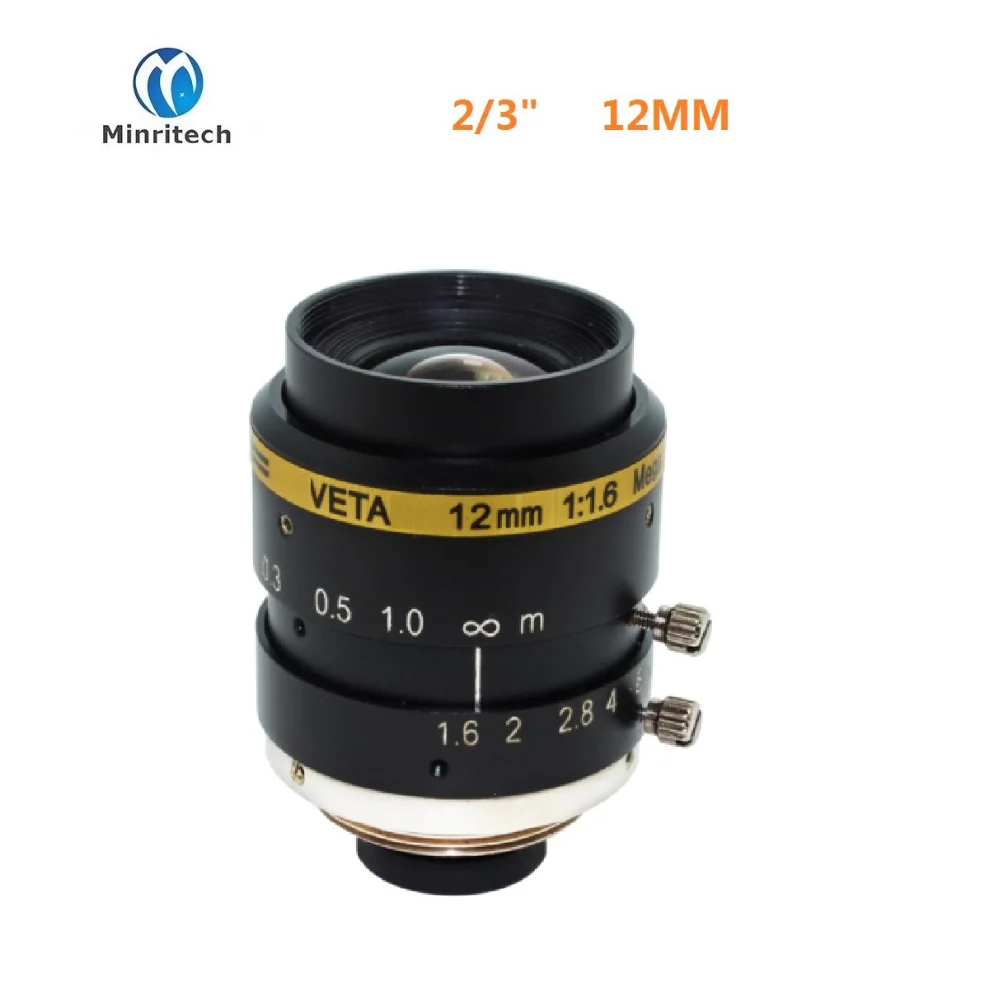 

new products MegaPixel low distortion 2/3" f1.6 board camera lens 12mm