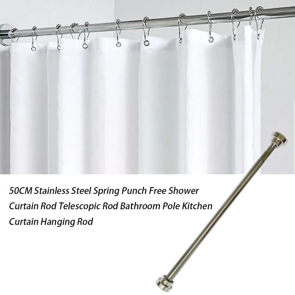 Extendable Shower Curtain Tension Rod Zerone Curtain Pole Telescopic Shower Curtain Rail Rod Stainless Steel Rail Bath Extendable Closet Hanging Pole 55cm - 90cm