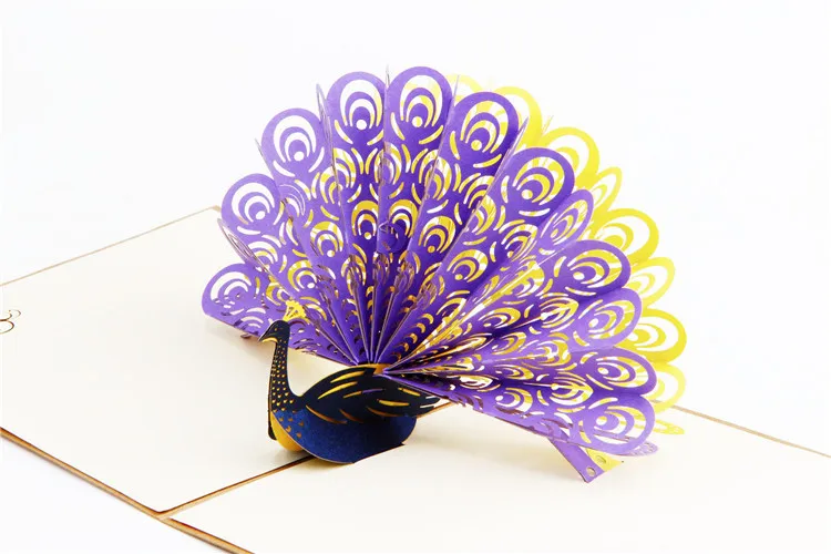  Ynaayu 1pc 3D Peacock Greeting Cards Handmade Design Beautiful Butterfly Card Wedding Invitation Ca - 32822399612