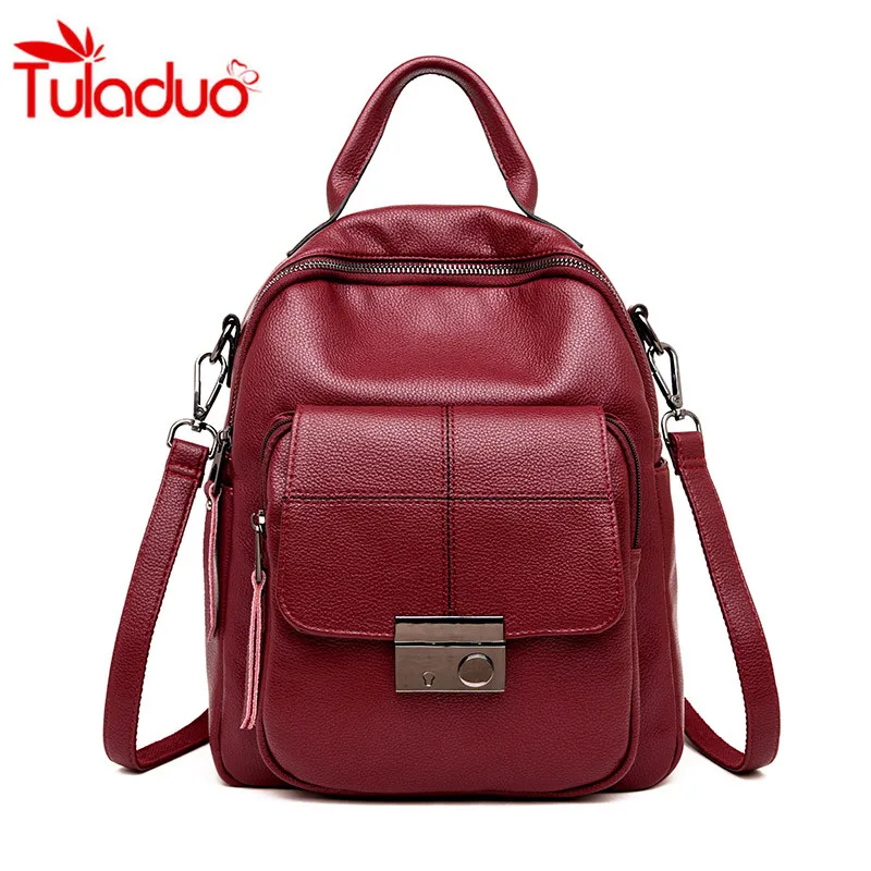 

2018 Leather Backpack Multifunction Women Backpack Women Shoulder Bags High Quality Backbag Female School Bag Travel Bag Mochila
