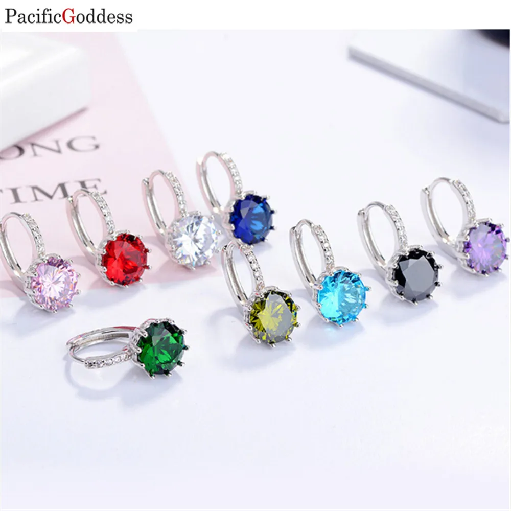 

New design creative jewelry high top elegant crystal earrings round silver earrings wedding party earrings for girls