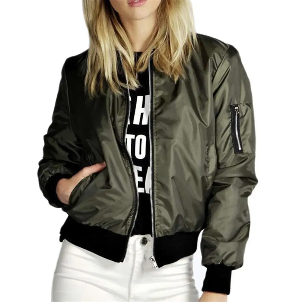 Jacket Fashion Cool Bomber Clothes Jacket Basic Winter Coat Women Zipper Closure Short Baseball Bomber Jacket Women veste femme