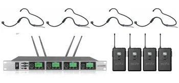 

UHF 4 x 50 Channels PLL 4 Luxury Headset Wireless Microphone System microfono condensador