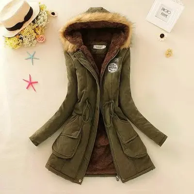 Danjeaner New Parkas Female Women Winter Coat Thickening Cotton Winter Jacket Women Outwear Slim Parkas for Women Winter - Цвет: Armygreen