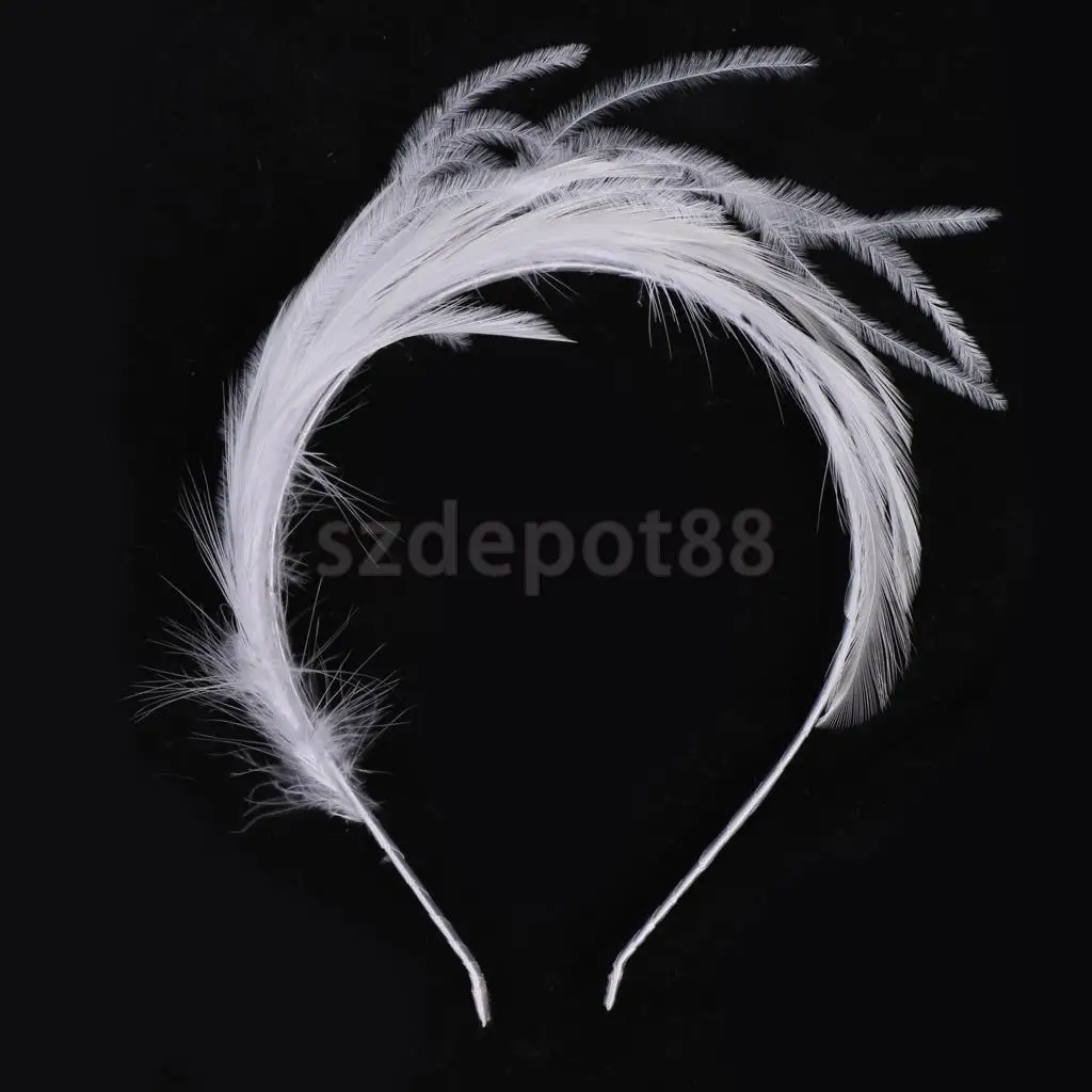 Delle Ragazze Delle donne Della Sposa bianco Fascia Della Piuma Del Partito Dei Capelli di Fascinator Copricapo