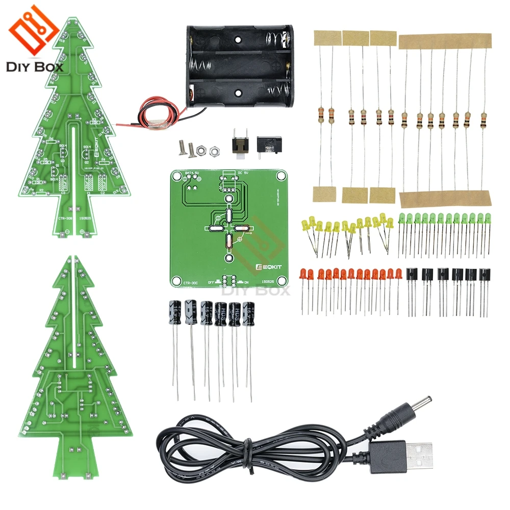 Christmas DIY Kit 3D RGB LED Trees Light Xmas Tree Light ...