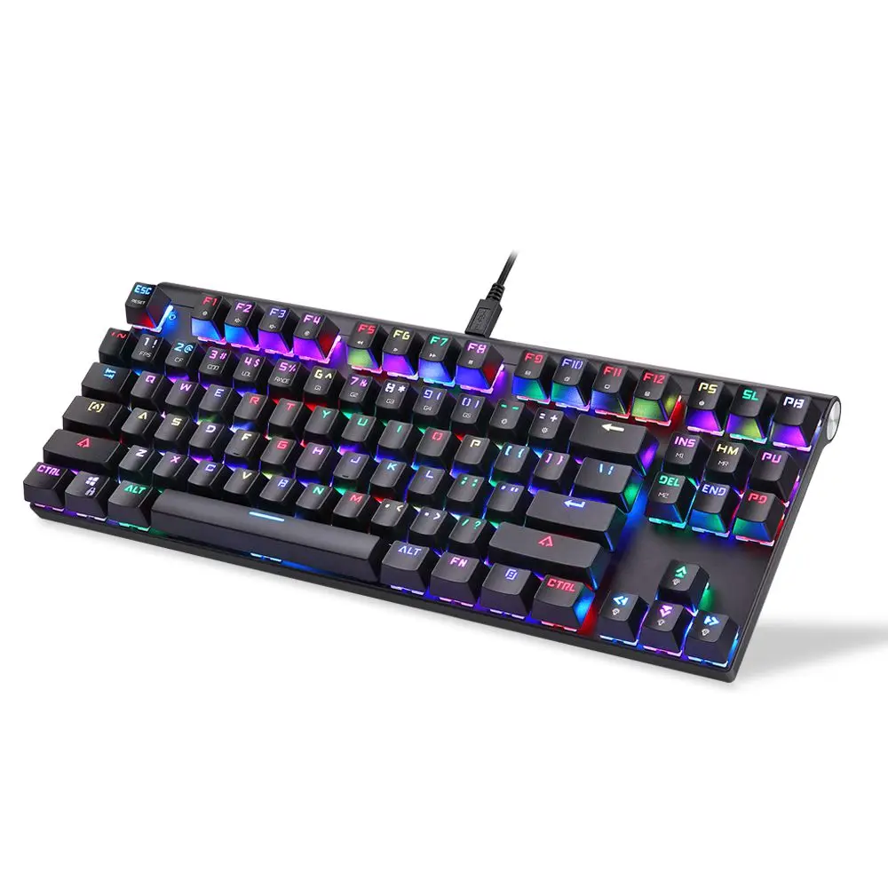 Ck101 wired mechanical gaming keyboard rgb light ergonomic 87 anti
