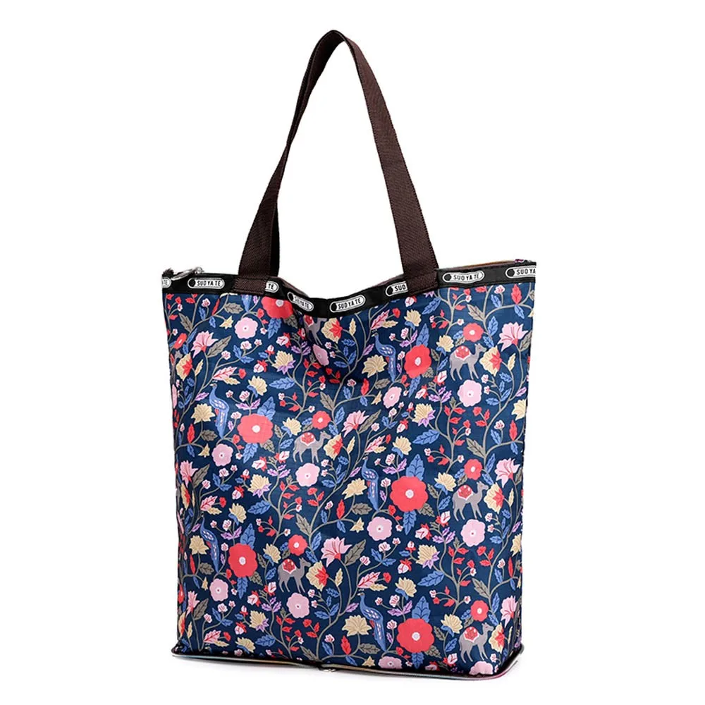 

Fashion External Frame Nylon Cloth Folding Bag Women's Handbag Printed Cloth Bag Shoulder Folding Bag Versatile Open Pocket #7