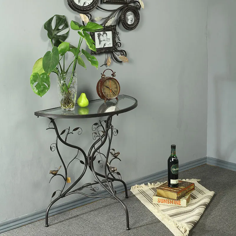 Wrought Iron Wall Corner Entrance Tables, Coffee Table, Living Room