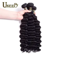 Uneed Peruvian Hair Bundles Loose Deep Wave Bundles 3 Bundles Can Match With Closure Remy Human Hair Weave Extensions 3pcs/lot