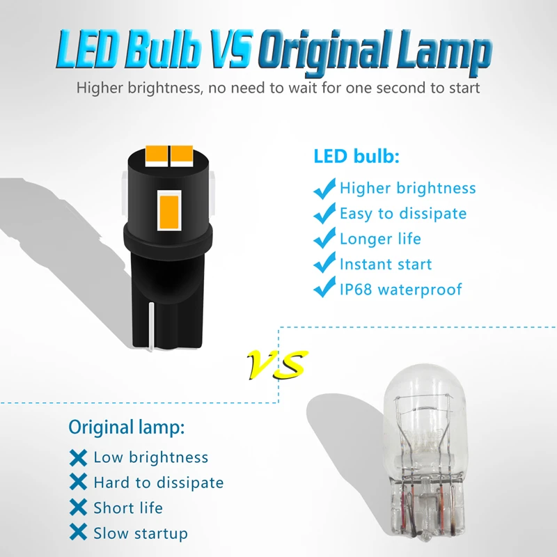 TUINCYN 10 шт. W5W светодиодный T10 светодиодный лампы оранжевые красные автомобильные фонари 194 168 лампа для салона номерного знака клиновидный купол Янтарный