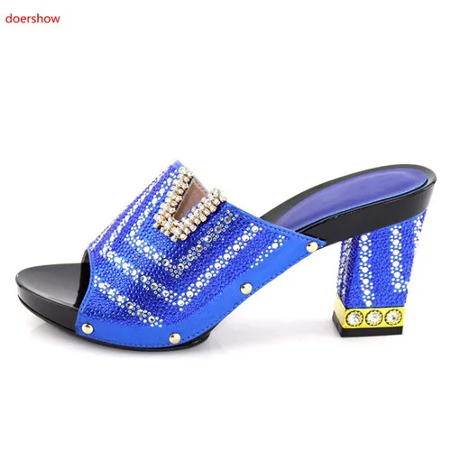 

doershow Italian Ladies Sexy High Heels Women Pumps Rhinestones Ladies Pumps African Sandal Shoes for Parties HKU1-23