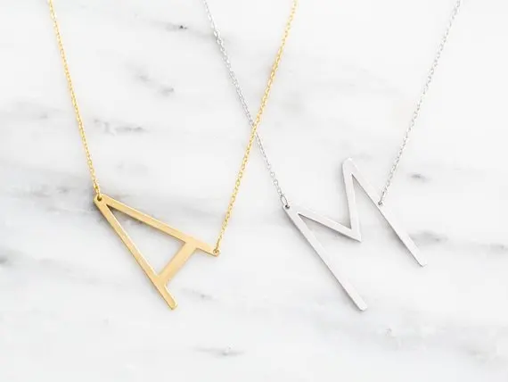 

Personalized Customized Letter Necklace Women Stainless Steel Jewelry Rose Gold Name Necklaces Chain Men Gifts For Women weddin