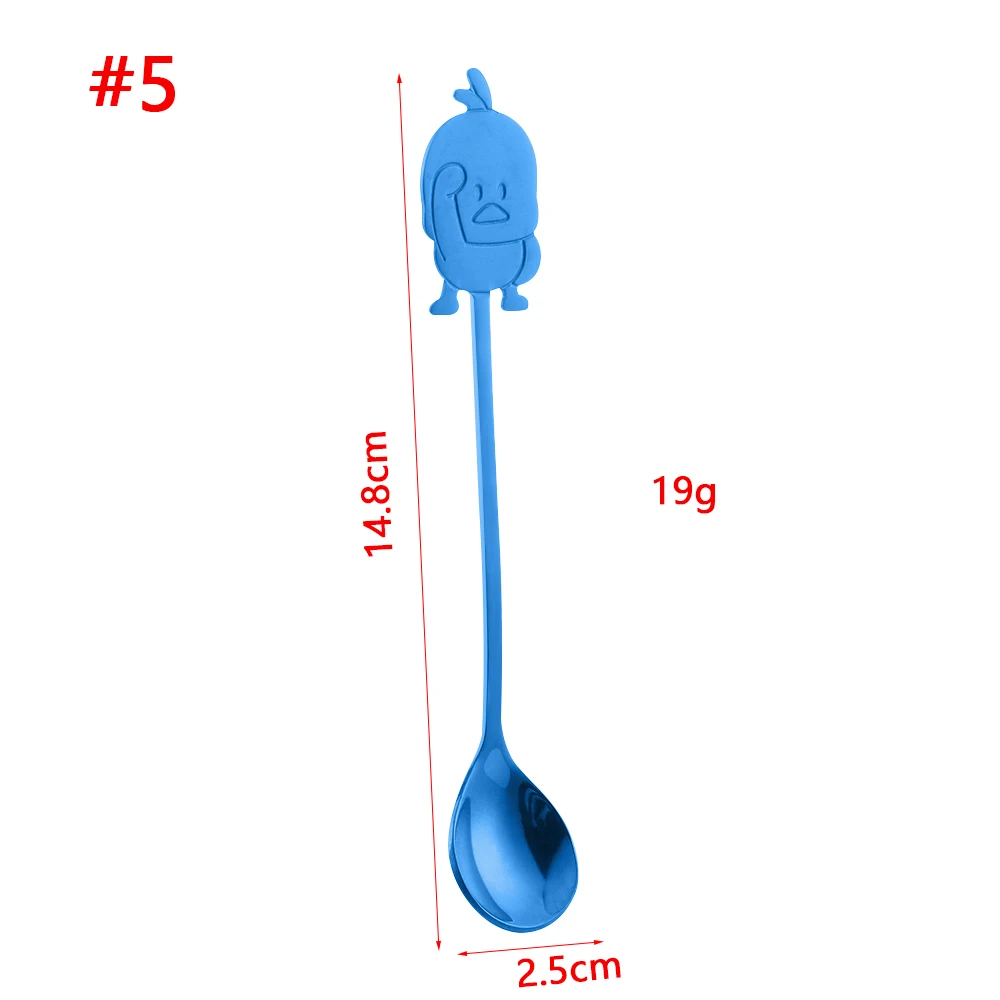 1 шт. Многоцветный Маленькая желтая утка Милые кофе ложка холодный напиток фрукты десерт, мороженое Чай Кухня Столовые приборы - Цвет: 5