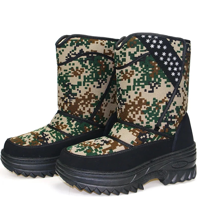 Мужские зимние альпинистские походные водонепроницаемые теплые хлопковые ботинки для охоты, кемпинга, рыбалки, теплые камуфляжные Нескользящие зимние ботинки - Цвет: digital