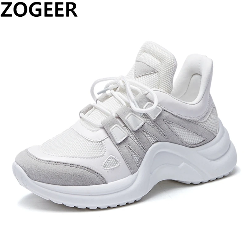 

Women Sneakers 2019 Hot Fashion Chunky Women Casual Shoes Trends Ins Female White Flats platform Spring Lace Up Size 35-43