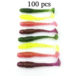 Искусственная приманка 100 шт. 1 г/5 см рыболовный червь Swimbait Jig Поверхностная мягнкая приманка Fly Рыболовная Приманка рыболовная приманка 131 +