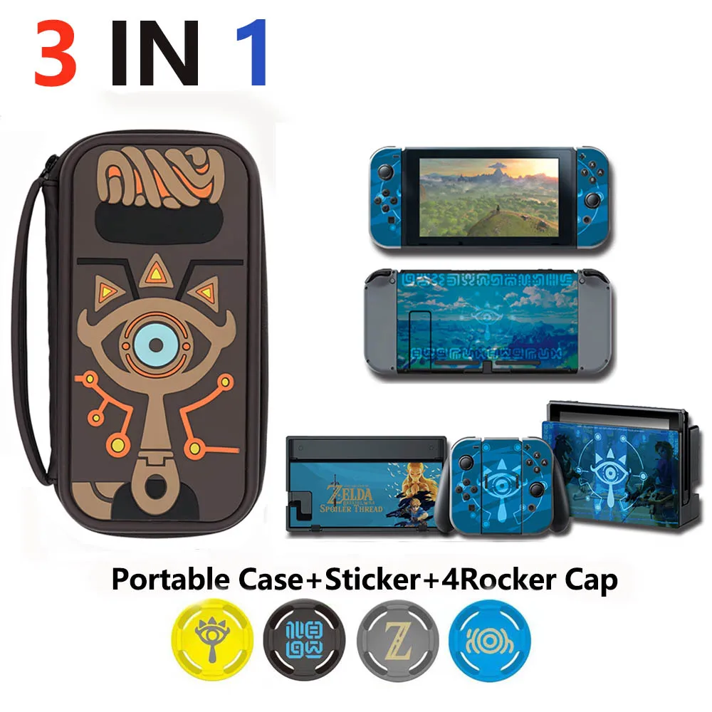 4 in 1 Nintend Switch Accessories Travel Carrying Bag& Sticker for Nintendo Switch & Caps for NS theme game 4 in 1 Nintend Switch Accessories Travel Carrying Bag& Sticker for Nintendo Switch & Caps for NS theme game