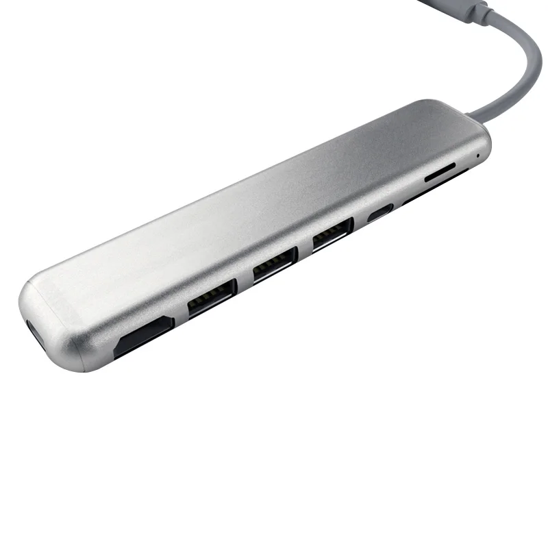 Портативный 8 в 1 type-C Usb 3,0 ступица из алюминиевого сплава адаптер с 4 K Hd Hdmi порт Pd быстрое зарядное устройство Sd/Tf кардридер для ноутбука Ma - Цвет: Silver