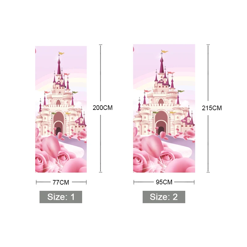 Мультфильм розовый замок 3D фото обои для детской комнаты девушки принцесса Спальня дверь наклейка ПВХ самоклеющиеся водонепроницаемые настенные росписи