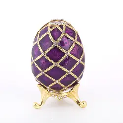 Пасхальные ювелирные изделия "яйца" коробка Позолоченные алмазная живопись эмалевые Подвески изделия из металла фиолетовый Пасхальный