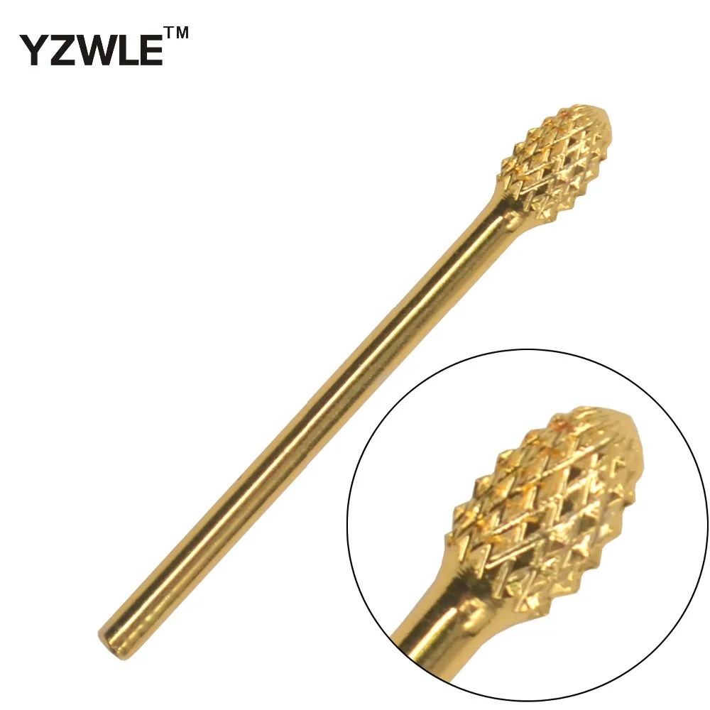 

WUF Oval Shape YG8 Tungsten Steel Diameter Gold Plated Nail Drill Bit / Grinding Head Tool For Nail Art Drill Machine