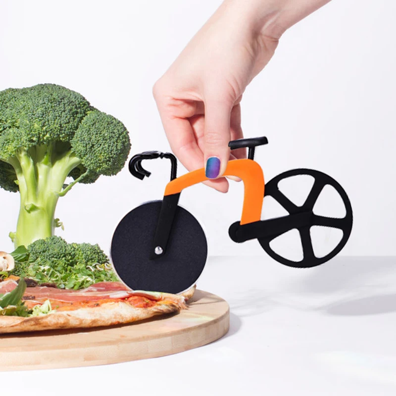Bicycle Pizza Cutter Stainless Steel Blades with Non-stick Coating Serveware Kickstand Bike Knife Cooking Tools | Дом и сад
