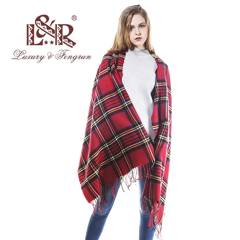 2018 Oversized Pashmina Tassels Winter Female Scarf Women Plaid Blanket Wool Scarfs Cashmere Women Foulard Femme Shawls Wraps