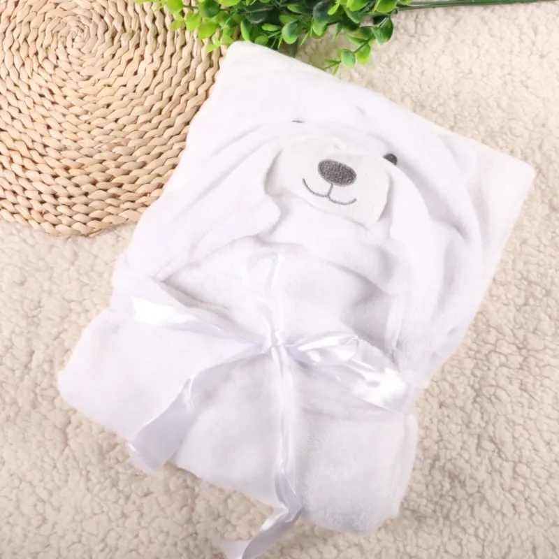 Пеленка для новорожденных, сверхмягкий Комфортный детский плащ с капюшоном для малышей, одеяло, флисовая накидка, btrq0005 - Цвет: whitebear