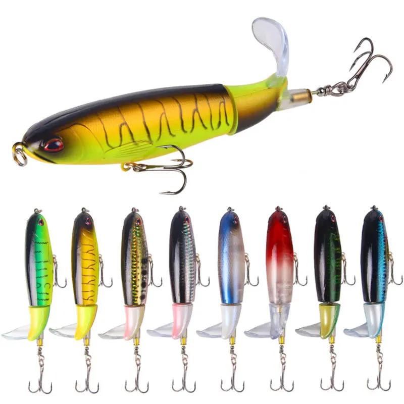 

1PSC Professional Whopper Popper 10cm/14cm Topwater Fishing Lure Artificial Bait Hard Plopper Soft Rotating Tail Fishing Gear