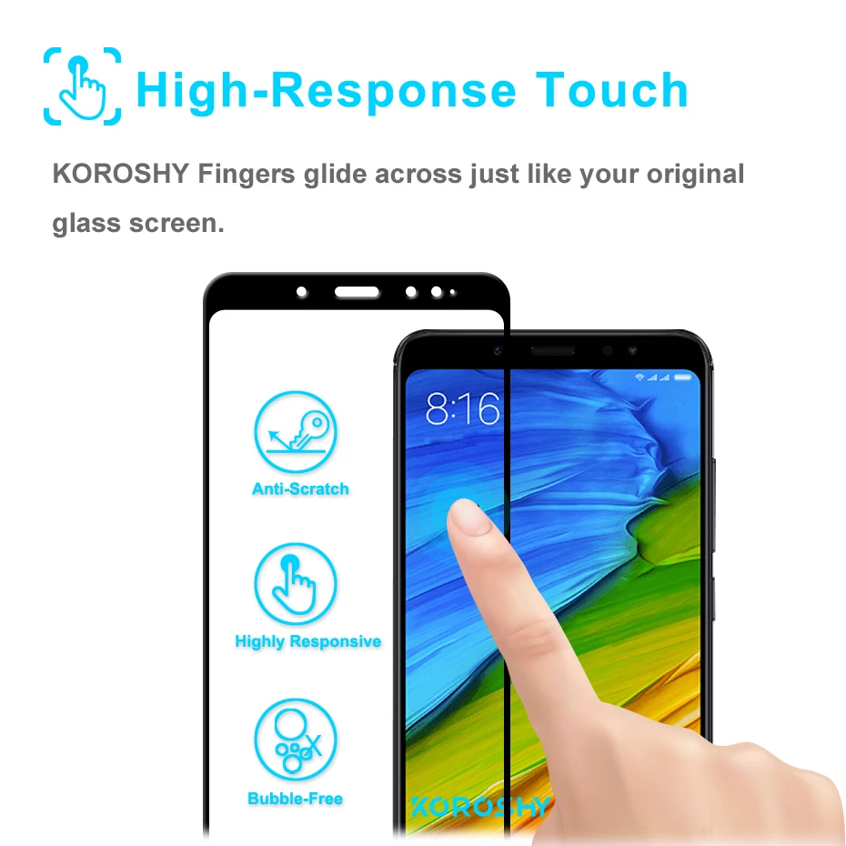 KOROSHY 9H Tempered Glass for Xiaomi Redmi Note 5 Pro Xiomi Redmi Note5 Pro Screen Protector Full Cover HD Clarity Glass Film (6)