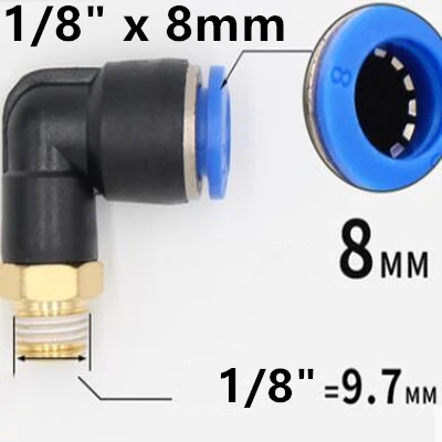 1/" 1/4" 3/" 1/2" пневматическая наружная резьба Локоть соединители OD 6 мм 8 мм 10 мм 12 мм нажимные соединительные детали - Цвет: 1l8 x 8mm
