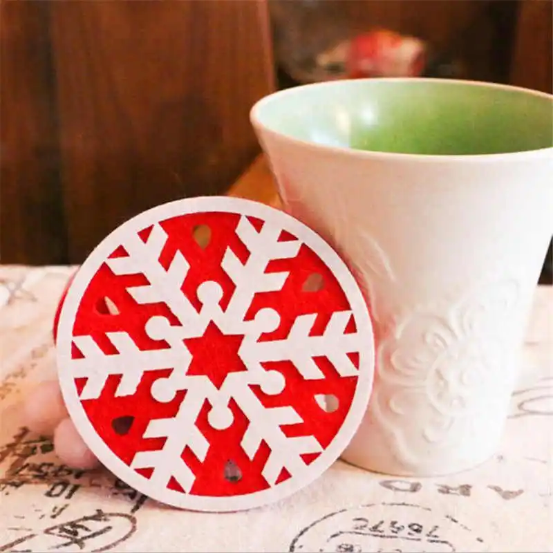 1 pc Christmas Coffee Table New water Coaster Insulation Pad Coaster Doily Diameter 10cm #2o31  (2)