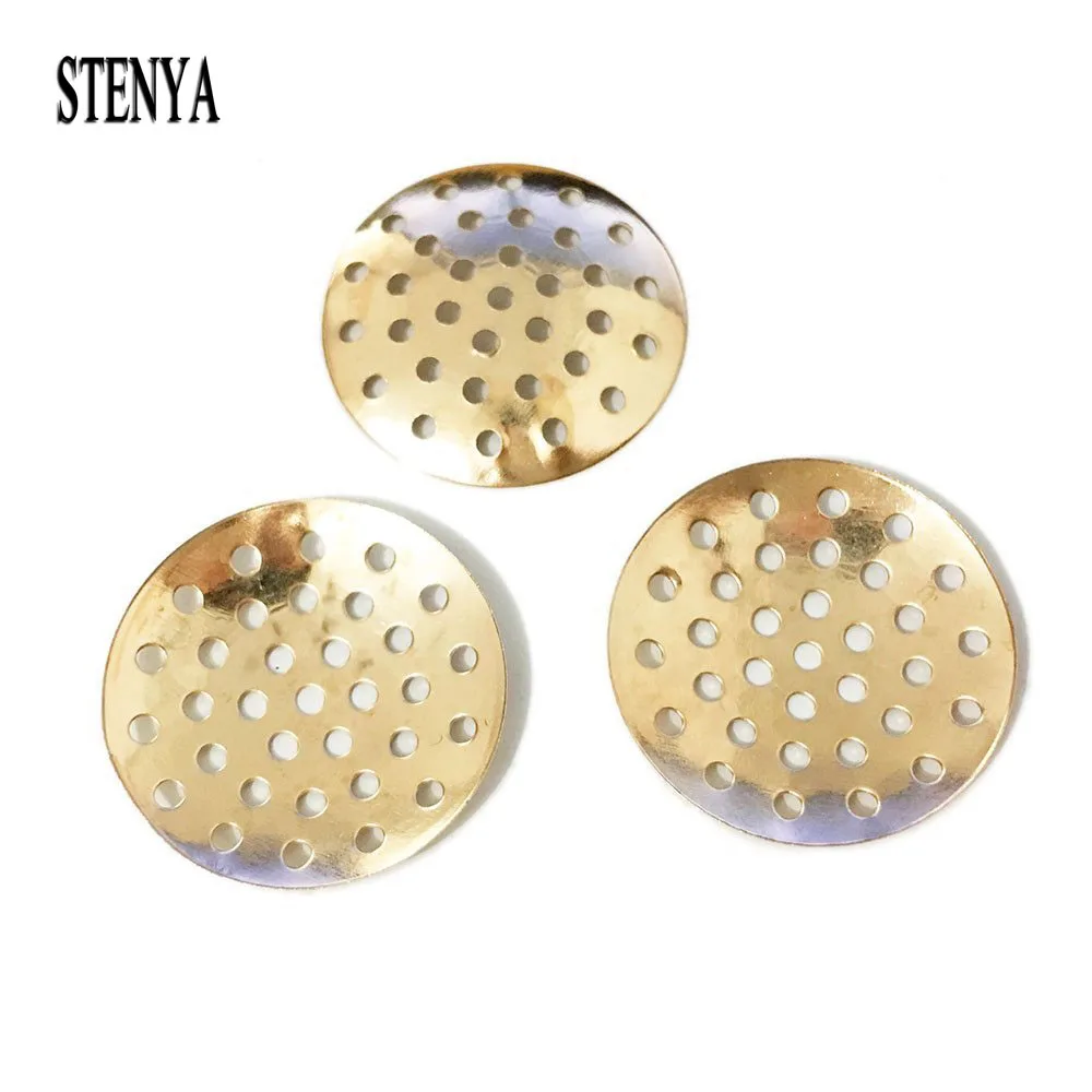 

STENYA Brooch Base Pad Brooches Bouquet Beading Back Holes Cabochon Bezel Round Blank Tray Setting Beads Disc Handmade Jewelry