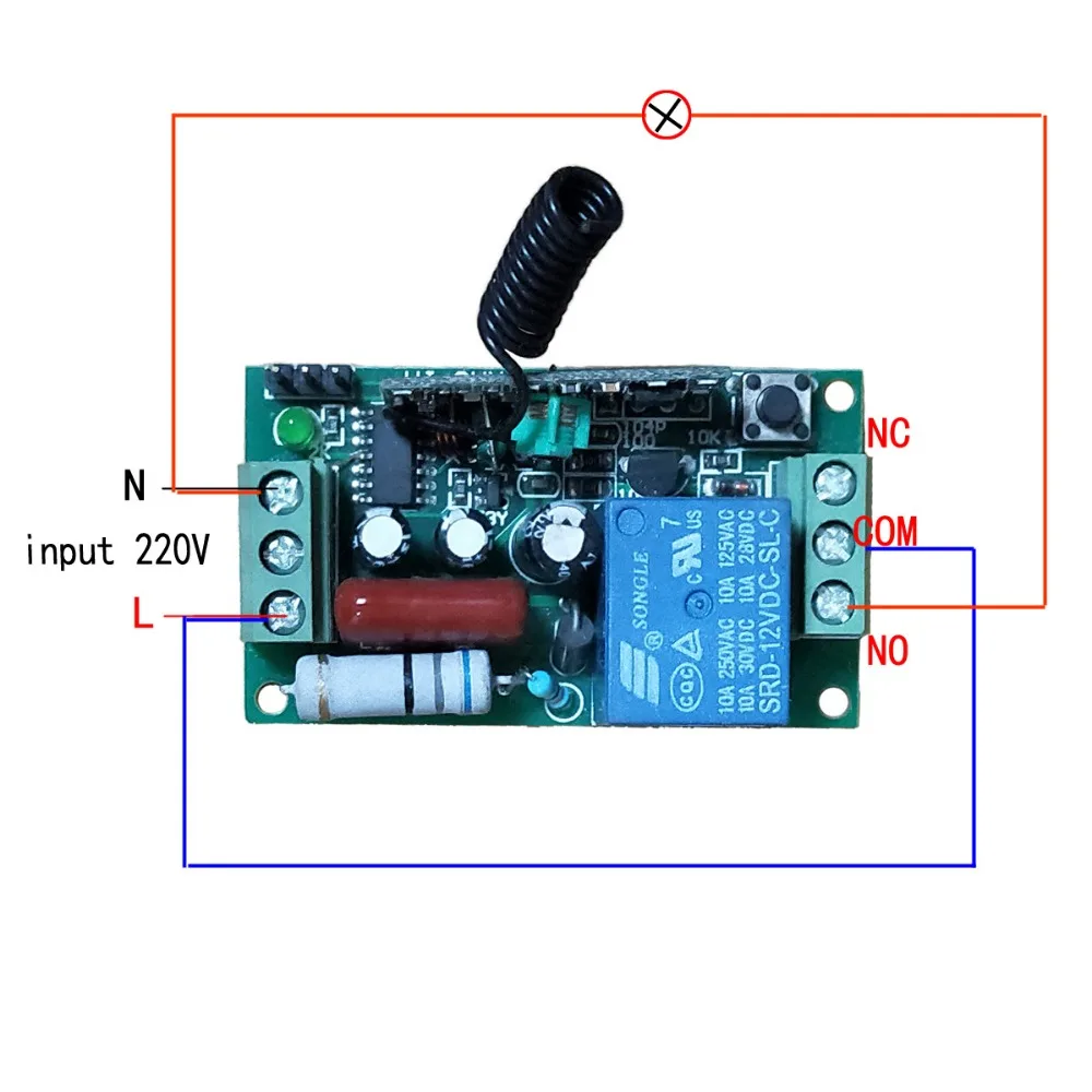 Smart 10A 220V 1CH 1 CH RF пульт дистанционного управления приемник для лестницы потолочный светодиодный светильник, 110V Приемник 315/433Mhz