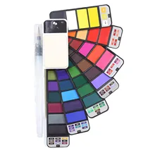 Акварельные краски в наборе, 42 разных цветов Профессиональные дорожные складные акварельные краски в наборе с водяной щеткой