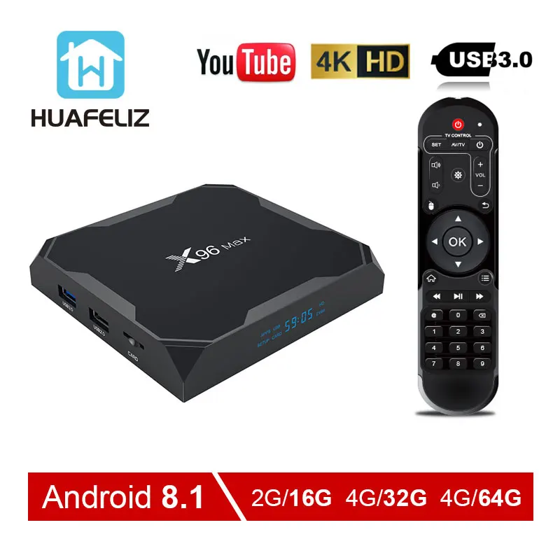 ТВ приставка X96 MAX Android 8 1 Amlogic S905X2 4 Гб 32 ГБ 64 2 4G 5 ГГц Wi Fi 1000 м H.265 4K медиаплеер смарт PK