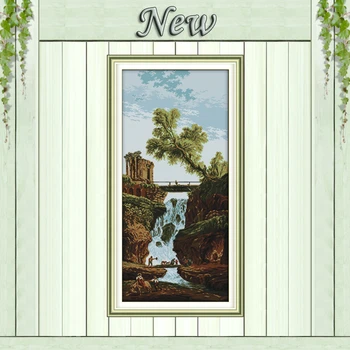 

Waterfall outskirts of the Scenery Beauty 11CT Counted print on Canvas DMC 14CT Cross Stitch diy Embroidery kits Needlework Sets