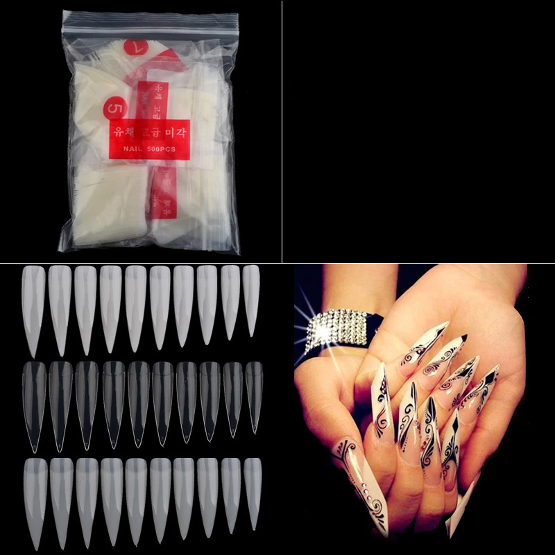 

500 PCS False Nail Finger Tips For Salon Nail Art French Acrylic Atificail Fake Nail Design Manicure Display Training Nail Tips